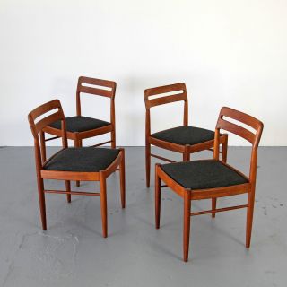 4 Teak Dining Chairs By Bramin W/ Fabric 60s Denmark | Danish Modern Stühle photo