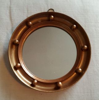 Antique Small Circular Mirror.  Wooden Frame.  Circa 1890. photo