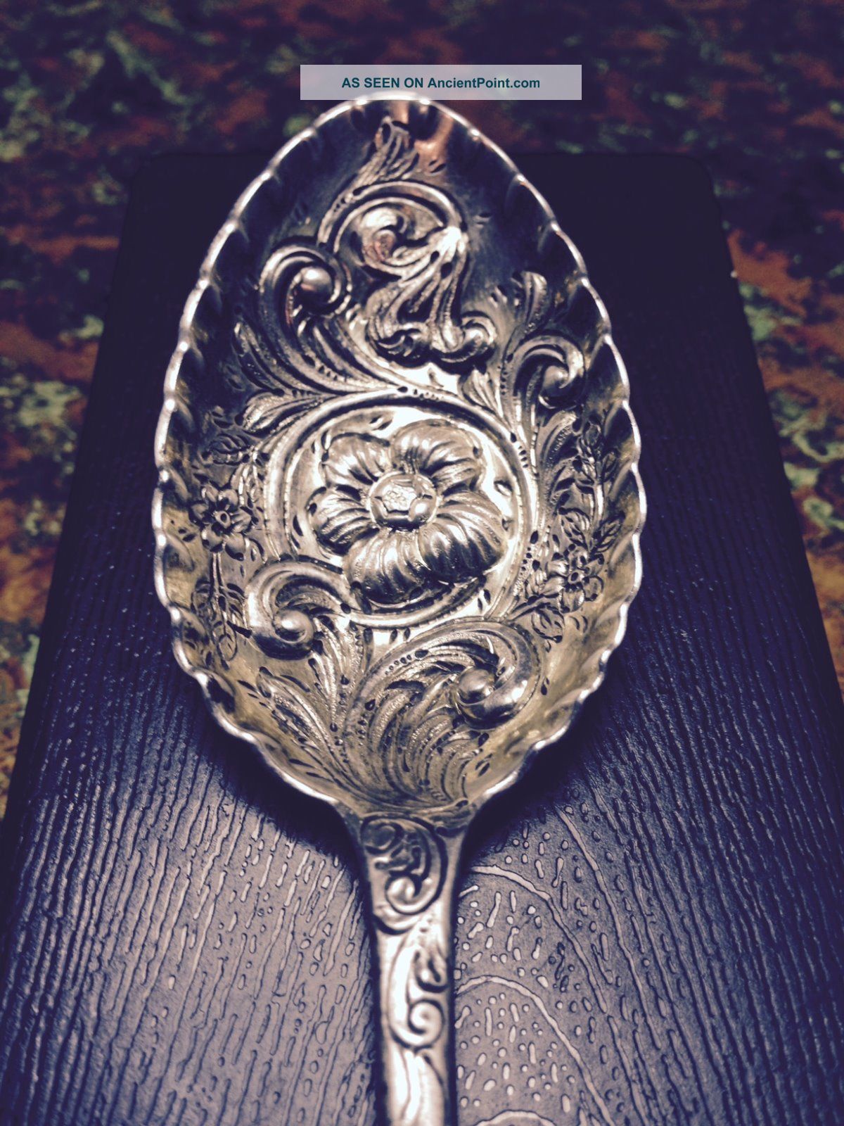 Antique English Silver Repoussé Serving Spoon Robert Williams 1848 - 49 Flatware & Silverware photo