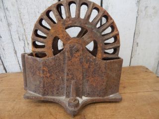 Antique Cast Iron Single Wheel Hog Oiler Old Primitive Vintage Farm Tool photo