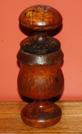 Antique Country Primitive Wooden Nutmeg Grinder,  Old Treen Pepper & Spice Mill photo