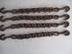 4 Rusty Twisted Link Steel Crossbar Chains & Hooks Farm Home Steampunk Antique Primitives photo 2