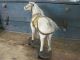 Old Antique Primitive Child ' S Fabric Covered Pull Toy Horse Wheels Primitives photo 11