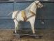 Old Antique Primitive Child ' S Fabric Covered Pull Toy Horse Wheels Primitives photo 1