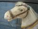 Old Antique Primitive Child ' S Fabric Covered Pull Toy Horse Wheels Primitives photo 2
