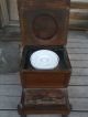 Antique Victorian Chamber Pot Wooden Chair Commode Potty Embroidery Primitives photo 3