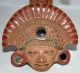 Vtg Mayan Inca Aztec Clay Folk Art Ocarina Flute W/ Crawling Snake & Deity Head Wind photo 3