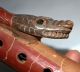 Vtg Mayan Inca Aztec Clay Folk Art Ocarina Flute W/ Crawling Snake & Deity Head Wind photo 5