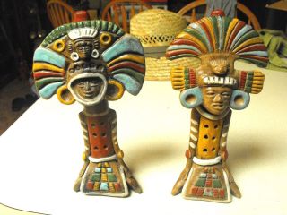 2 Antique South American Clay Flute Ocarina Whistle Mayan Aztec Inca Folk Art photo