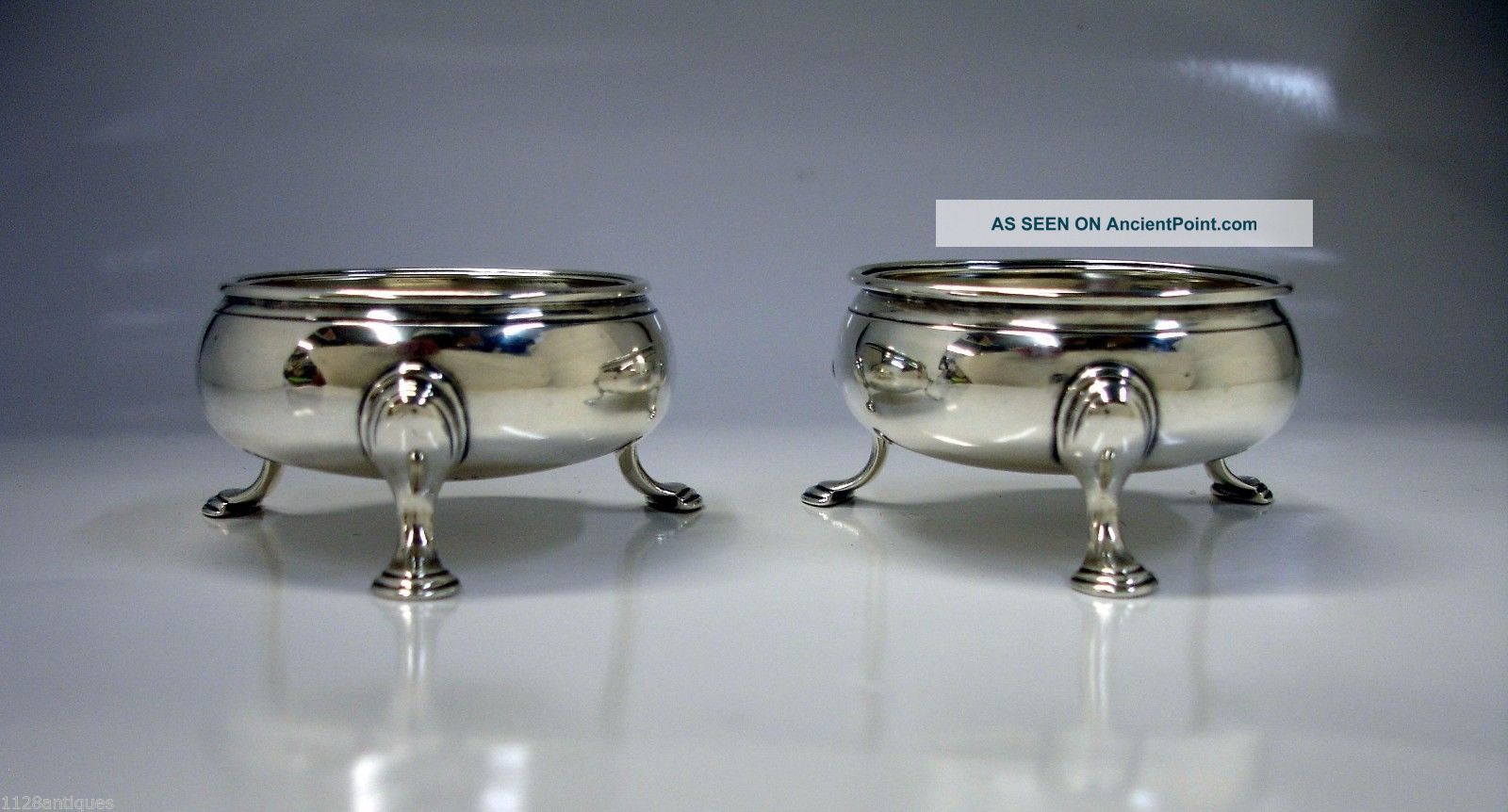 1768 Fine Georgian English Sterling Silver Salt Cellars David & Robert Hennel Nr Salt Cellars photo