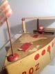 Old Vintage Antique Wood Folk Art Model Boat 48 Star Flag Clothespins Primitives photo 4