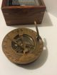 Solid Brass Hatton Garden Sundial Compass With Wooden Box (amat 7173) Compasses photo 1