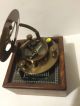 Solid Brass Hatton Garden Sundial Compass With Wooden Box (amat 7173) Compasses photo 3
