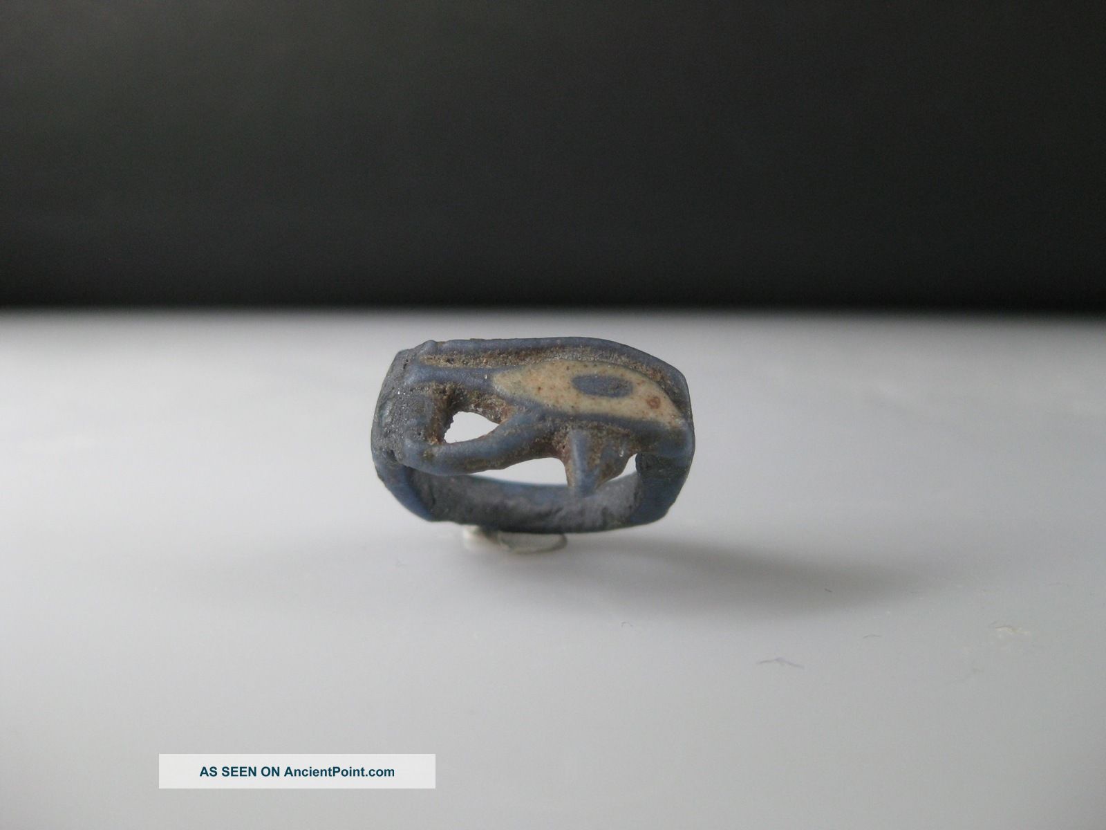 Jff - An Ancient Egyptian Blue Faience Wedjat Eye Ring / Amarna Period Egyptian photo