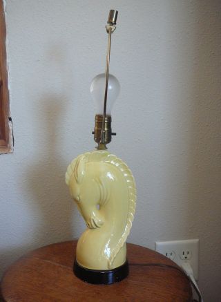Vintage 1950s Roman Greco Mid Century Deco Pale Yellow Horse Head Lamp Palladin photo