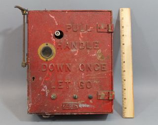 Antique Patented 1914 Telegraph Fire Alarm Iron Box W/ Key,  Complete photo