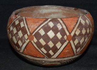 Early Native American Pottery Bowl,  Hopi ? Estate Find,  Very Old Pot,  Geometric photo