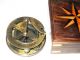 Gilbert Sundial Compass Wooden Box - Pocket Vintage Brass Sundial - Compass Compasses photo 1