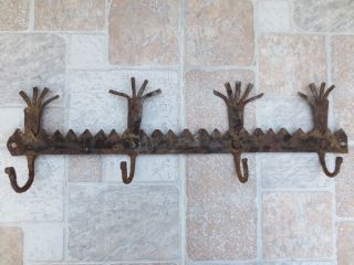 Antique 19th Century Hand Forged Iron Hook Hanger Old Fireplace Vintage photo