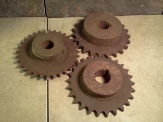 Old Antique Industrial Decor Heavy Iron Gear Cogs (3) - Steampunk - Sprockets photo