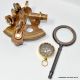 Solid Brass Nautical Collectable Sextant Leather Case With Magnifier,  Compass Sextants photo 6