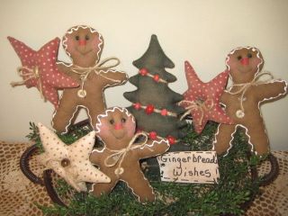 Christmas Fabric Gingerbread Annie Doll Star Tree Ornies Bowl Fillers Decor photo