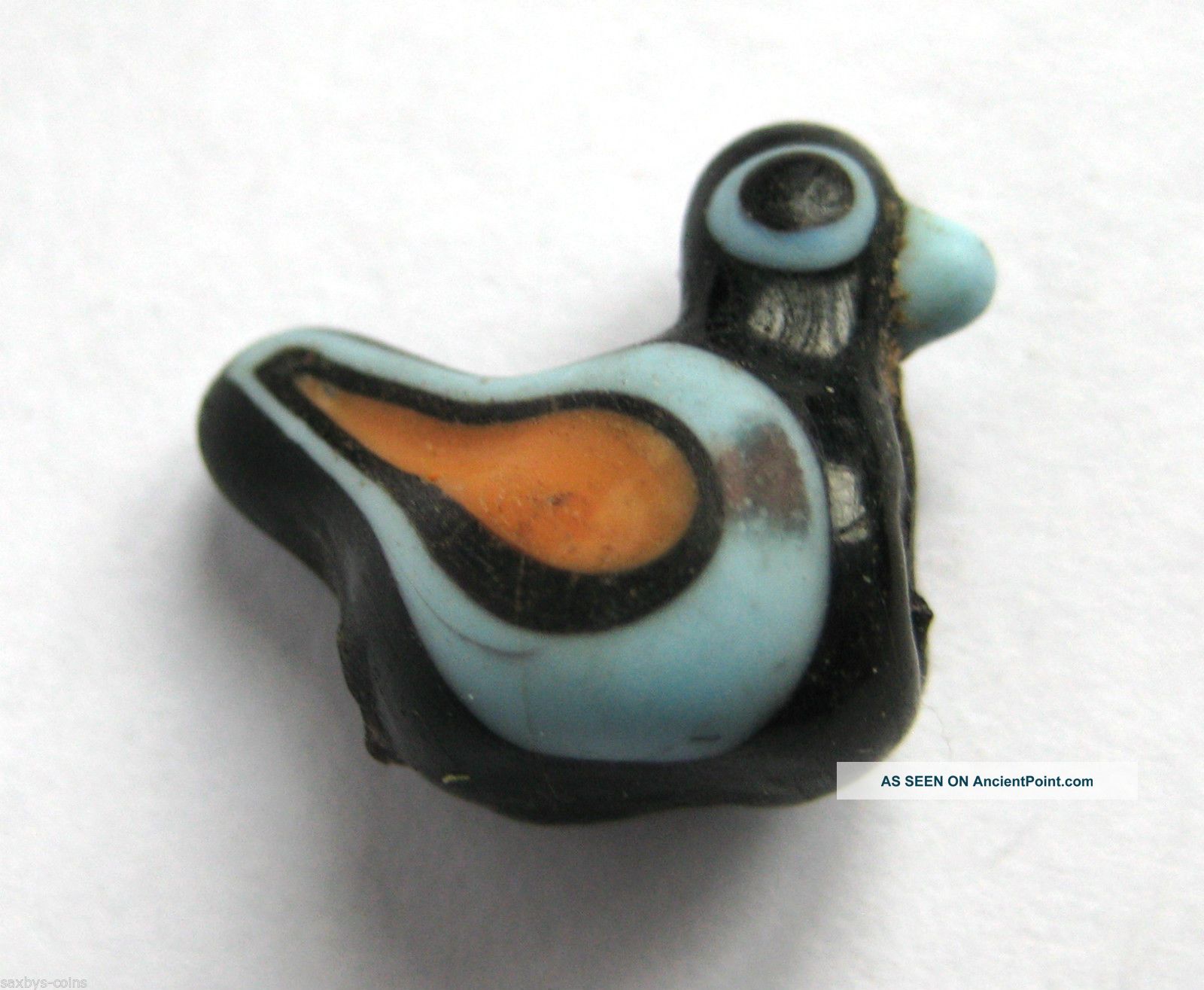 Circa.  300 B.  C Ancient Central Greece Black Glass Bird Amulet Pendant Greek photo