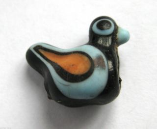 Circa.  300 B.  C Ancient Central Greece Black Glass Bird Amulet Pendant photo