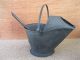 Antique Coal Scuttle Hood Bucket Primitive Metal,  Shovel,  Bail Handle Hearth Ware photo 1