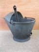 Antique Coal Scuttle Hood Bucket Primitive Metal,  Shovel,  Bail Handle Hearth Ware photo 3