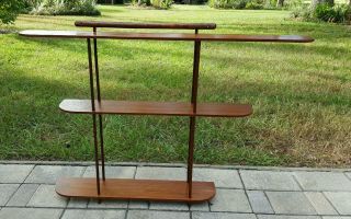 1960s Danish Modern Teak Triple Wall Shelf Unit Bookshelf Vintage Mid Century photo