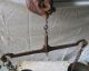 Vintage Antique Primitive Hand Balance Chain Hanging Scale Taraju Iron & Brass Scales photo 2