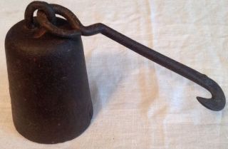 Vintage 4 Pound Cast Iron Cotton/farm/pea Scale Weight With Hook photo