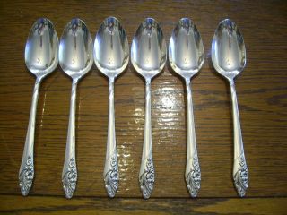 6 Community 1950 Evening Star Place Or Oval Soup Spoons Oneida Silverplate 820 photo