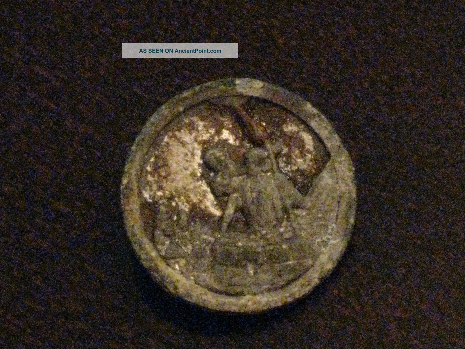 Antique Rusted Button Trumpeter Of Krakow Peter The Button Face Poland 1929 Buttons photo