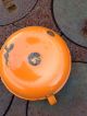 Vtg Enamelware Orange Taper Candle Holder Perfect For Fall Primitives photo 6