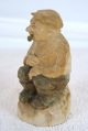 M.  A.  Candey Wooden Carving Statue Man Smoking Pipe Collectible Ooak 5.  5 