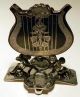 Antique Wilcox Silver Plate Lyre Shaped Sheet Music Holder With Cherubs Other Antique Instruments photo 1