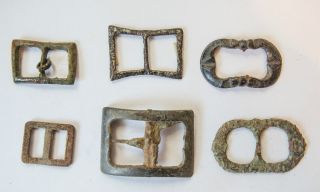 6 Buckles Circa 1600 - 1700 Metal Detecting Finds photo