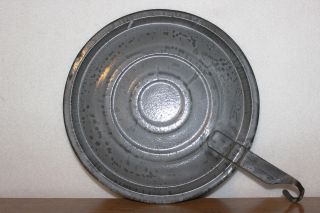 Gray Mottled Skillet Lid Pot Pan Cover Enamelware Vintage Kitchen Cookware Decor photo