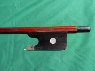 Old Violin Bow Friedrich Zach Stamp Silver & Ebony Pernambuco 49.  7 G C.  1920 photo