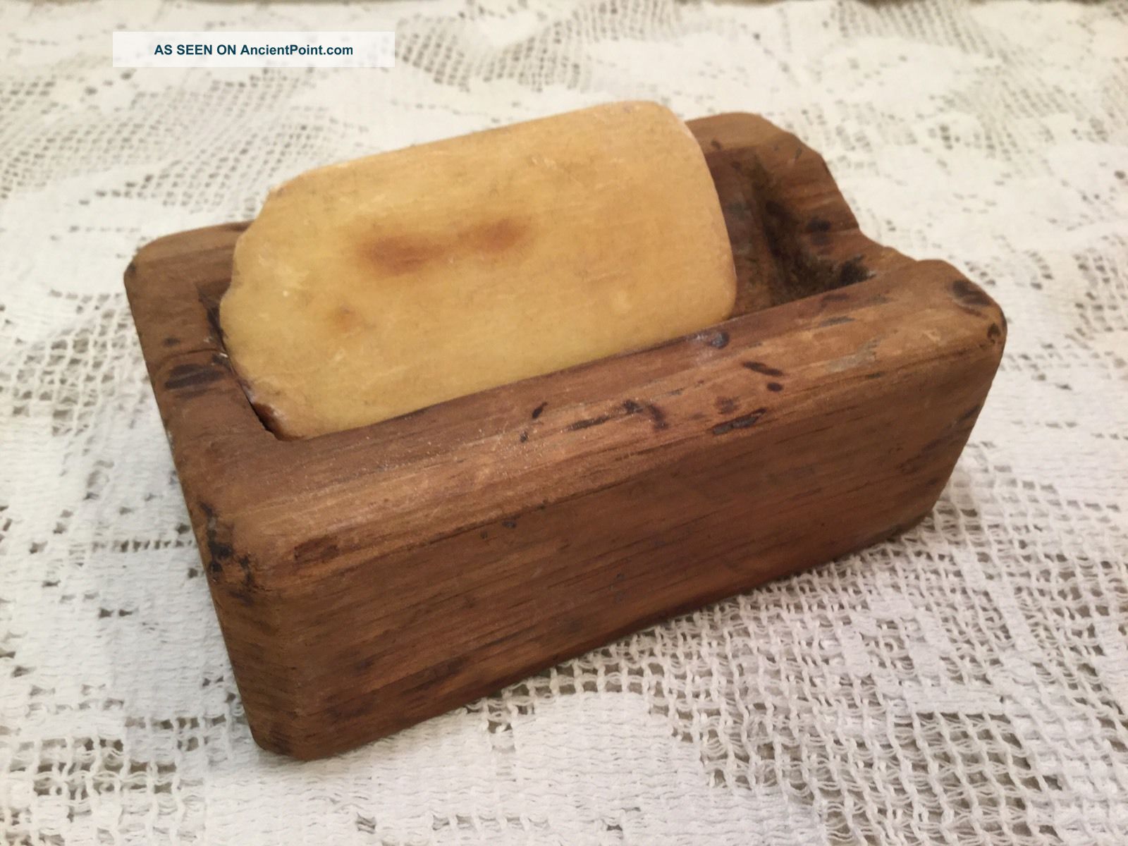 Authentic Primitive Vtg,  Antique Wood Soap Dish,  Hand Made Grungy Primitives photo