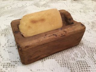 Authentic Primitive Vtg,  Antique Wood Soap Dish,  Hand Made Grungy photo