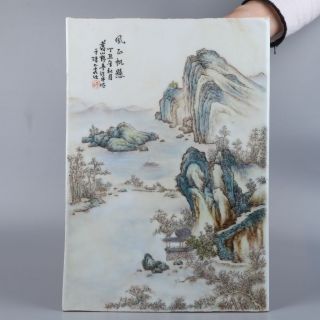 Very Rare Hand - Painting The Landscape Of Large Porcelain Ceramic Plate photo