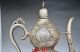 Collecting Chinese Silver Copper Handwork Carved Gourd Style Flagon Teapots photo 4