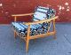 Vtg Mid Century Walnut Danish Lounge Chair Custom Pendleton Blanket Southwestern Mid-Century Modernism photo 6