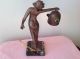 Vintage Art Nouveau French Figural Lamp Spelter Jeweled Shade Lamps photo 7