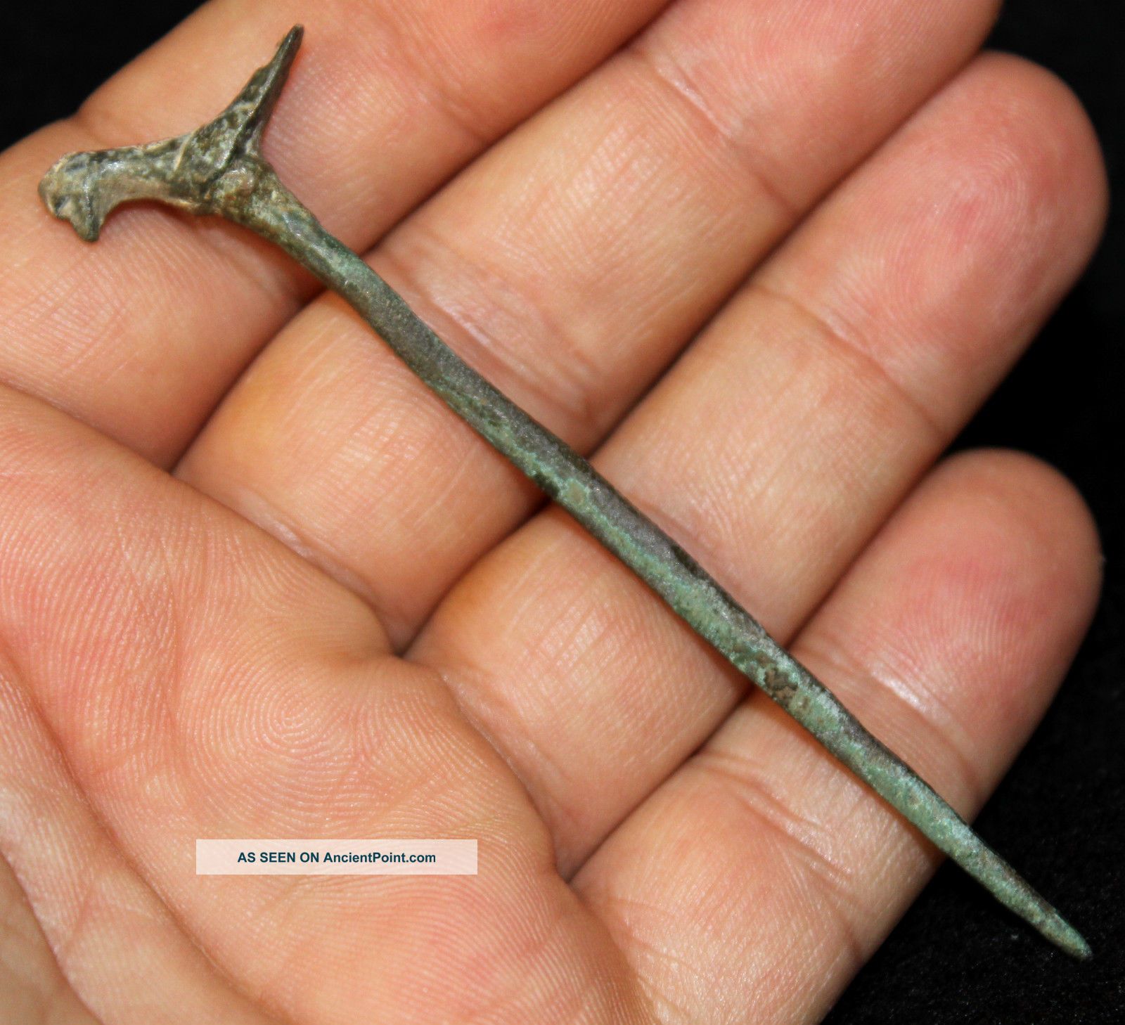 Intact Roman Zoomorphic Ladies Bird Bronze Hair Pin 100 Ad Roman photo