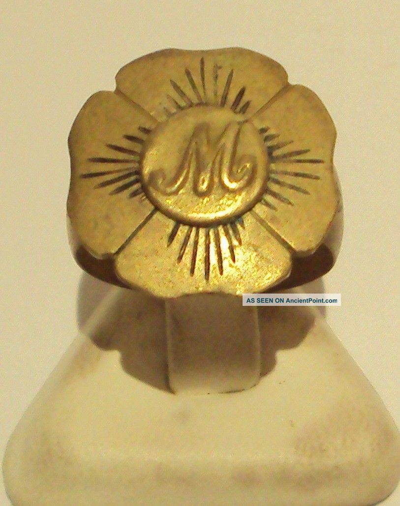 Vintage Bronze Ring With Monogram  M  From The Early 20th Century 846 Other Antiquities photo