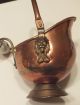 Small Antique Vintage Brass Copper Fireplace Scuttle Coal Ash Bucket Lions Head Hearth Ware photo 5